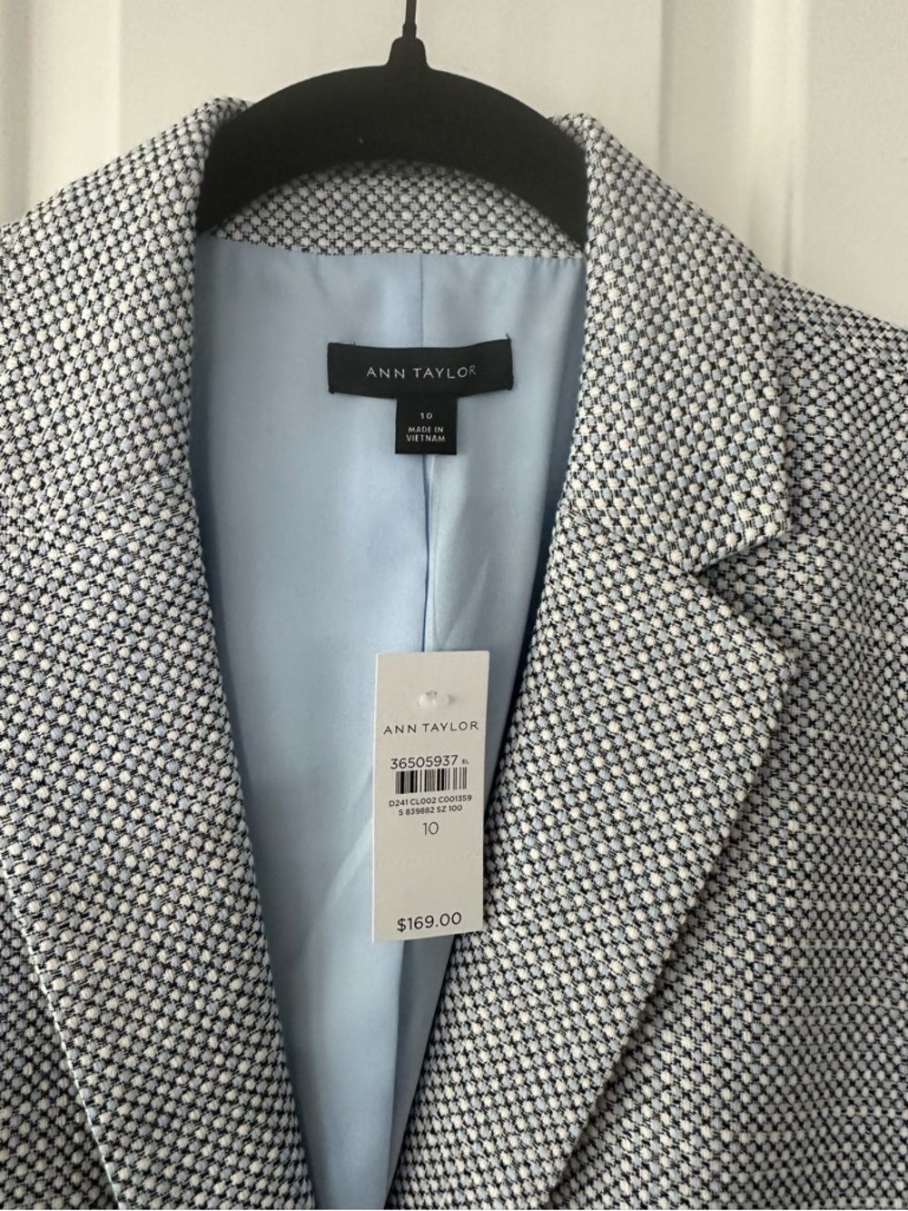 Ann Taylor Light Blue & White Textured Blazer